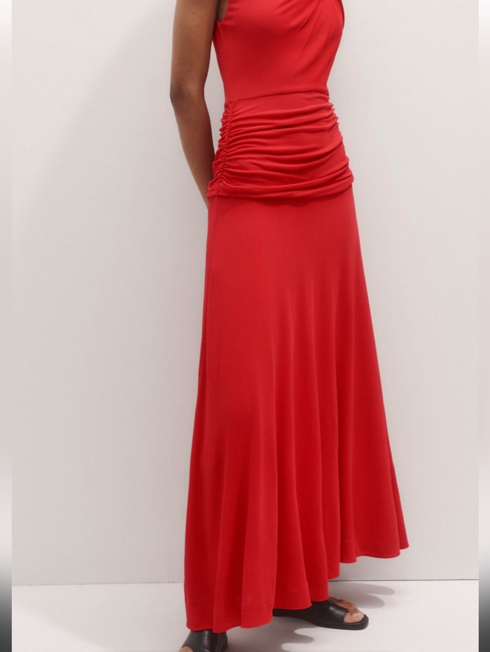 Joseph Ribkoff Vibrant Red Sleeveless Ruched Maxi Dress